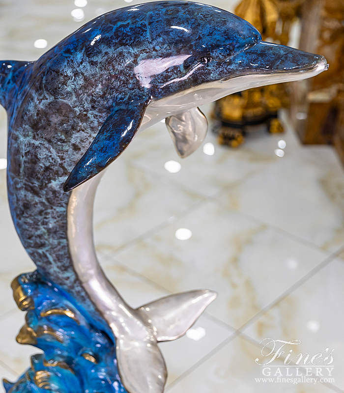 Bronze Fountains  - Single Bronze Dolphin Fountain - BF-936